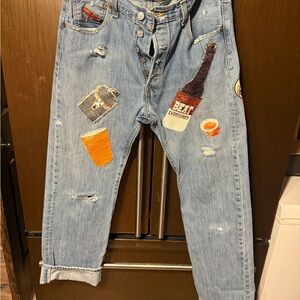 Upcycled vintage levis 501 Jeans sz 34x34